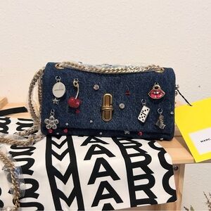 NWT💋Marc Jacobs Vintage The Trinket Charm Denim Dual Chain Mini Bag Two Ways